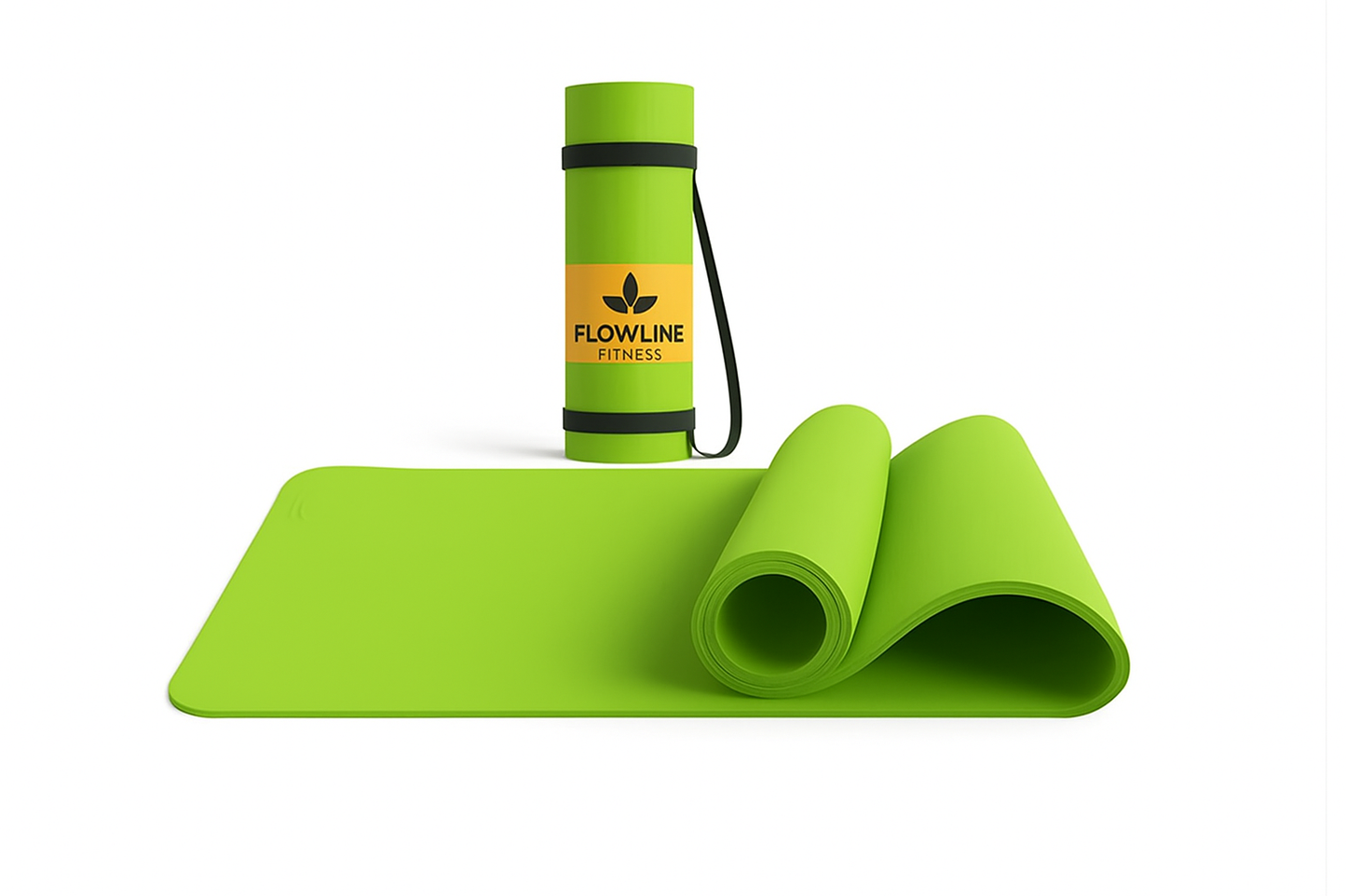 Flowline Fitness 4mm Parrot Green Yoga Mat - Non-Slip Eco-Friendly for Home Workouts