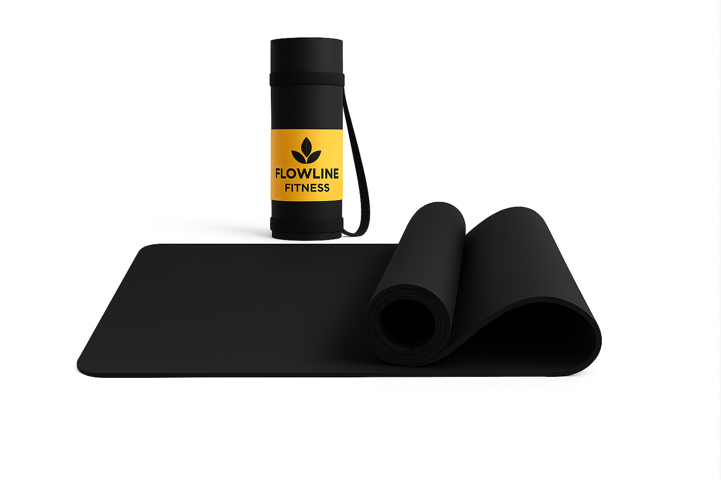 Flowline Fitness 6mm Black Yoga Mat | Eco friendly black yoga mat for women, men & youth