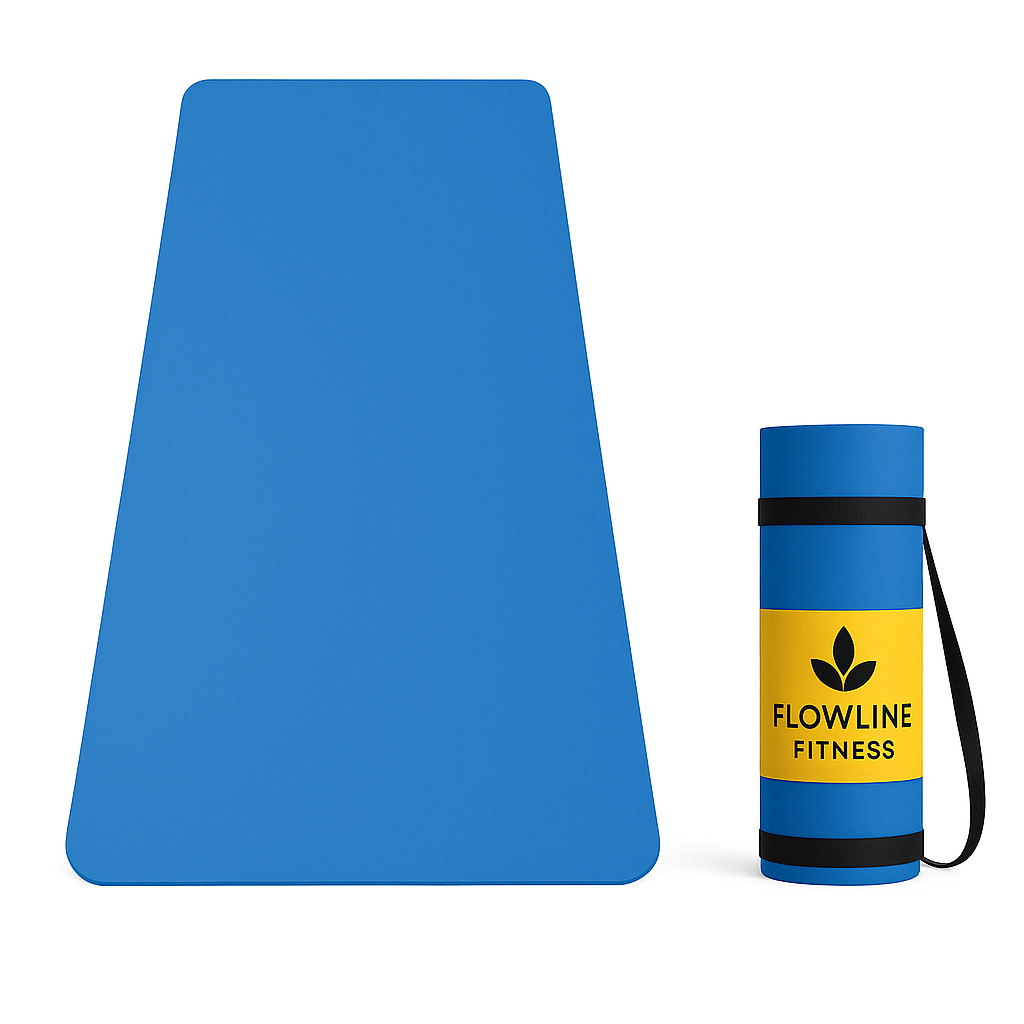 Flowline Fitness Ocean Blue Premium 6mm Yoga Mat | Eco-friendly Thick Anti Skid Yoga Mat For Women & Men