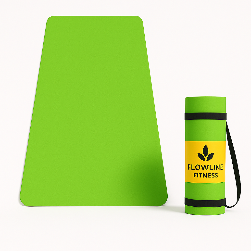 Flowline Fitness 4mm Parrot Green Yoga Mat - Non-Slip Eco-Friendly for Home Workouts