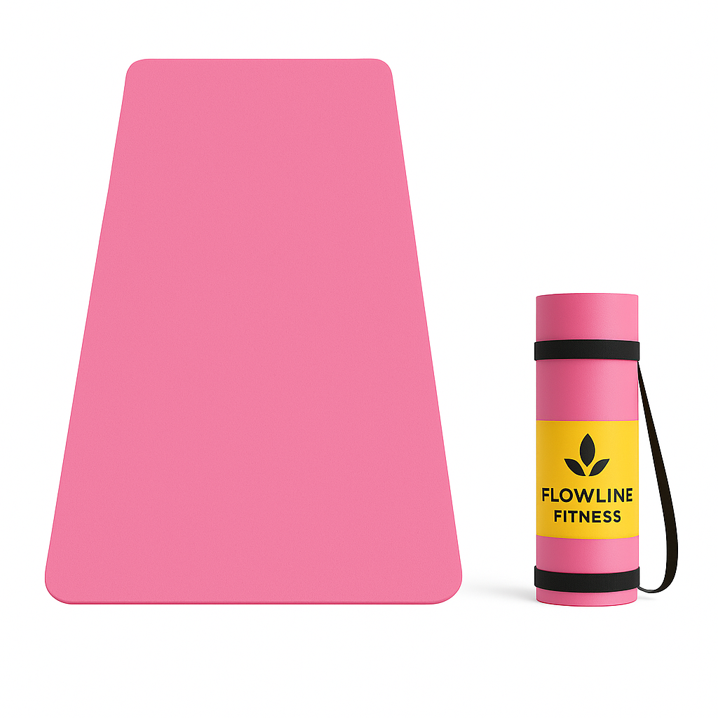 Flowline Fitness 6mm Pink Yoga Mat | Eco-Friendly Pink Anti Skid Yoga Mat